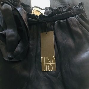 NWT Tina Jo satin fringe pedal pushers